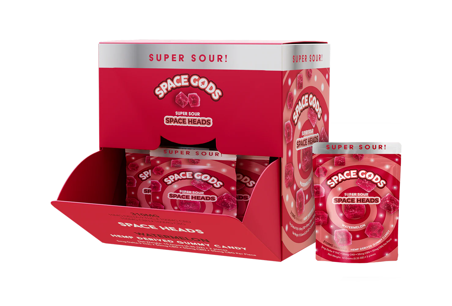 SPACE GODS SPACE HEADS 310MG MICRODOSE SOUR GUMMIES WATERMELON 30