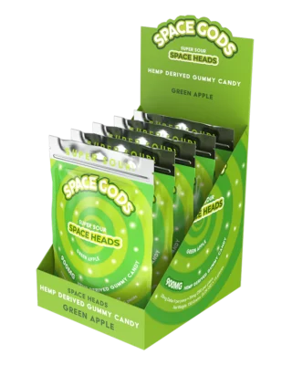 SPACE GODS SPACE HEADS 900MG MEGADOSE SOUR GUMMIES GREEN APPLE 5